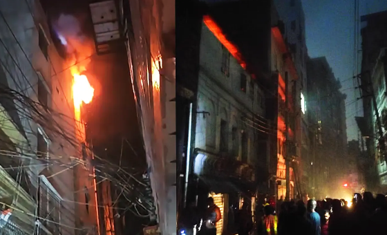 চকবাজারে মনজুর খান প্লাজায় ভয়াবহ আগুন